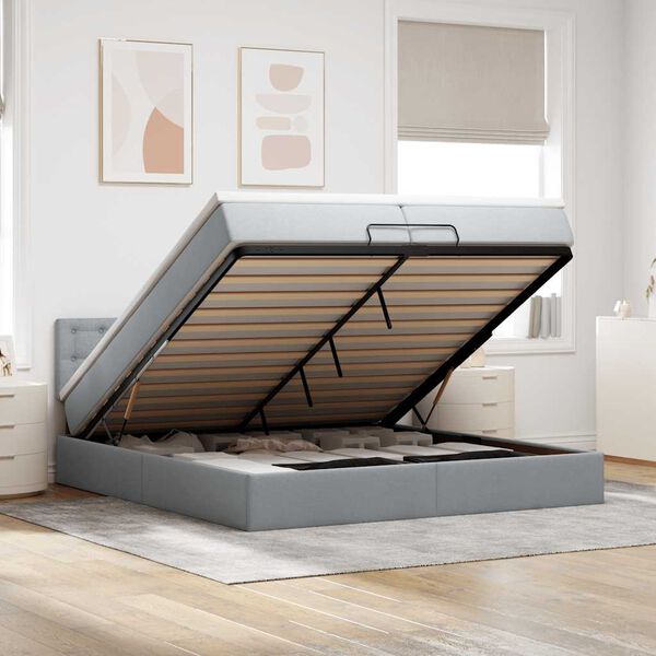 VidaXL Cadre de lit ottoman avec matelas gris clair 200x200 cm tissu