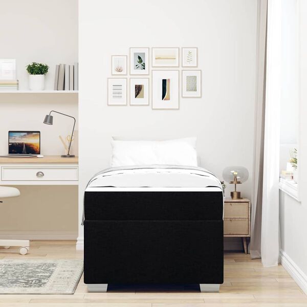 vidaXL Cadre de lit avec matelas Noir 100 x 200 cm tissu