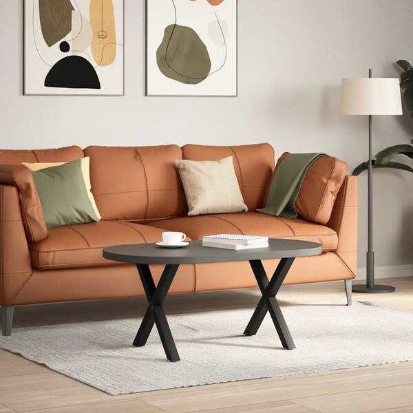 vidaXL Pieds de table basse en forme de X, 2 pi&egrave;ces, noir, 50 x (42-43) cm, acier