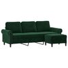 vidaXL Canap&eacute; &agrave; 3 places avec repose-pieds Vert fonc&eacute; 180 cm Velours