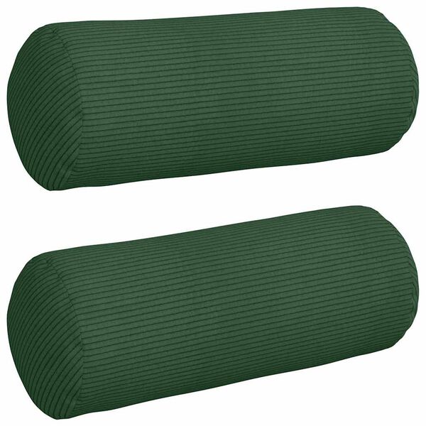 vidaXL Coussins d'accent 2 pcs Vert fonc&eacute; &Oslash; 15 x 40 cm