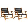 vidaXL Chaise de D&eacute;tente de Jardin 2 pcs Noir Bois d'Acacia Massif