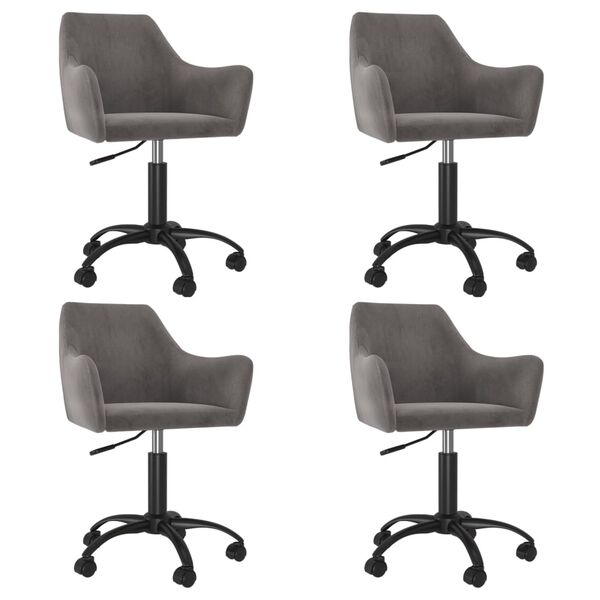 vidaXL Chaises pivotantes &agrave; manger lot de 4 Gris fonc&eacute; Velours