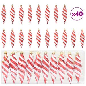 vidaXL Boule en forme de spirale de No&euml;l 40 pc Rouge 3 x 11 cm LED