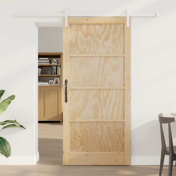 vidaXL Porte coulissante Marron 93 x 202 cm Pin massif