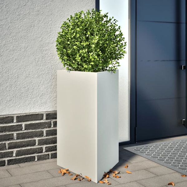 vidaXL Jardini&egrave;res 2 pcs blanc triangulaire 50x43x75 cm acier