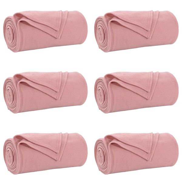 vidaXL Couvertures &agrave; jeter 6 pcs Rose 270 x 240 cm Toison