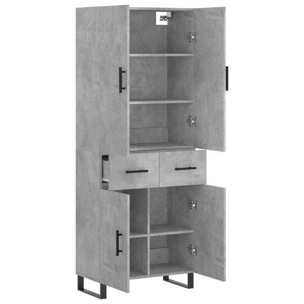 vidaXL Buffet haut Gris b&eacute;ton 69,5x34x180 cm Bois d'ing&eacute;nierie