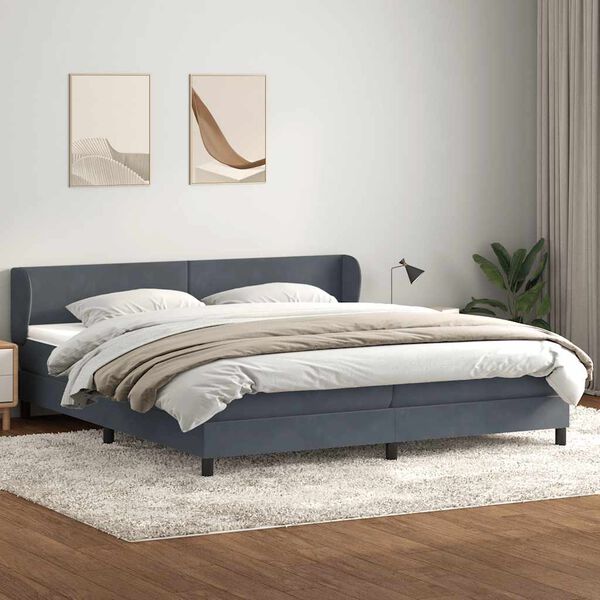 vidaXL Sommier &agrave; lattes de lit et matelas gris fonc&eacute; 200x210cm velours
