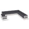vidaXL Salon de jardin 11 pcs avec coussins blanc bois de pin solide