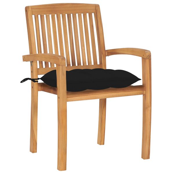 vidaXL Chaises de jardin empilables avec coussins lot de 8 Teck solide
