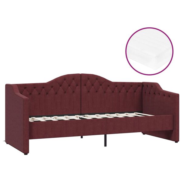 vidaXL Lit avec matelas et &eacute;clairage USB Violet Tissu 90x200 cm