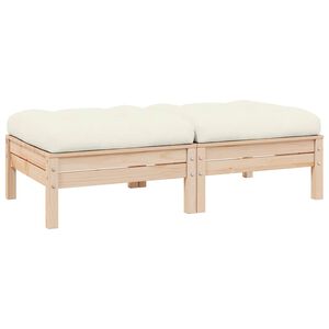 vidaXL Canap&eacute; 2 places de jardin et coussins cr&egrave;me Bois de pin solide