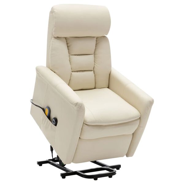 vidaXL Fauteuil de massage Blanc crème Similicuir