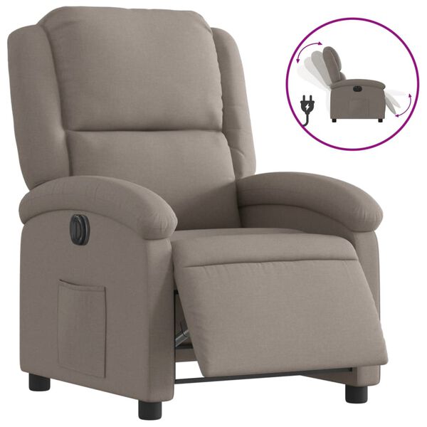 vidaXL Fauteuil inclinable &eacute;lectrique Taupe Tissu
