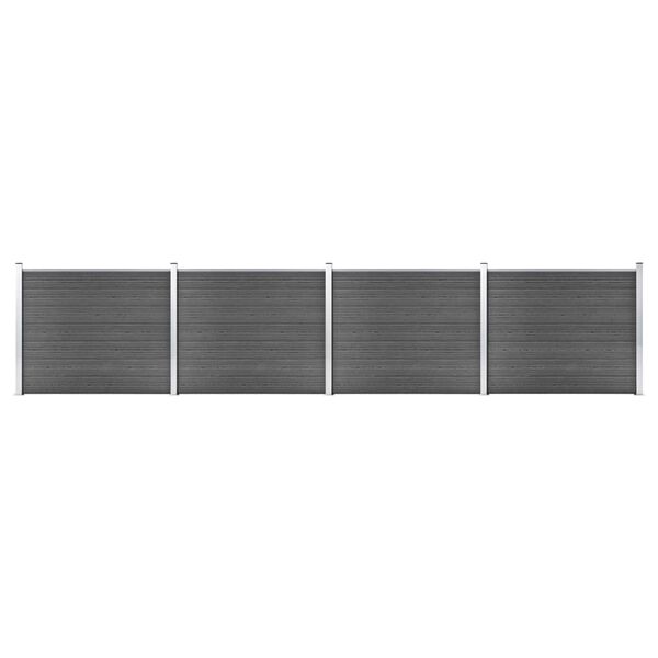 vidaXL Ensemble de panneau de cl&ocirc;ture WPC 699x146 cm Noir
