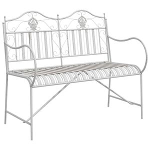 vidaXL Banc de jardin Blanc antique 103,5 x 59 x 89 cm Acier
