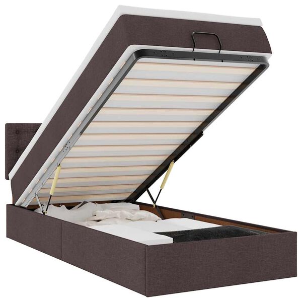 vidaXL Lit ottoman avec matelas marron fonc&eacute; 100x200 cm tissu