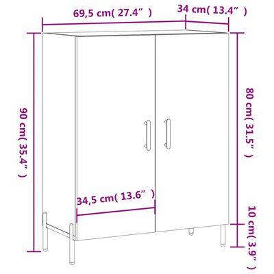 vidaXL Buffet blanc 69,5x34x90 cm bois d'ingénierie