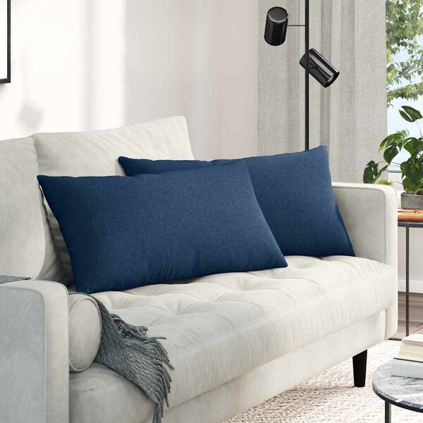 vidaXL Coussins de canap&eacute; 2 pcs Bleu 80 x 40 cm tissu