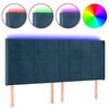 vidaXL T&ecirc;te de lit &agrave; LED Bleu fonc&eacute; 203x16x118/128 cm Velours