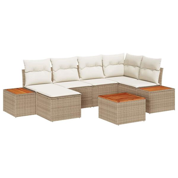 vidaXL Ensemble de canap&eacute; de jardin 7 pcs Beige et cr&egrave;me Polyrotin