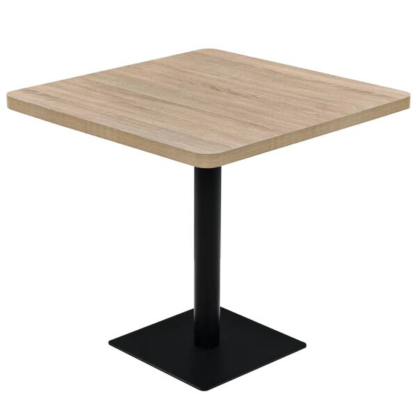 vidaXL Table de bistro MDF et acier Carré 80x80x75 cm Couleur de chêne