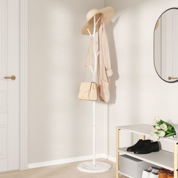 vidaXL Porte-manteau blanc 177 cm fer enduit de poudre