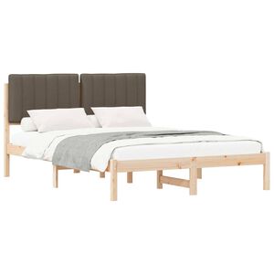 vidaXL Cadre de lit avec t&ecirc;te de lit rembourr&eacute;e Taupe 135 x 190 cm