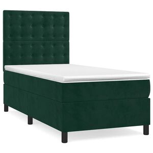 vidaXL Sommier &agrave; lattes de lit et matelas Vert fonc&eacute; 80x200 cm Velours