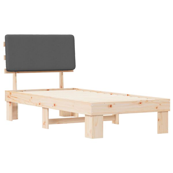 vidaXL Cadre de lit avec t&ecirc;te de lit rembourr&eacute;e Gris fonc&eacute; 90 x 190 cm