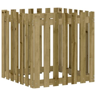 vidaXL Jardinière avec design de clôture 70x70x70 cm pin imprégné