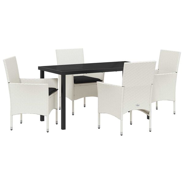vidaXL Ensemble de salle &agrave; manger pour jardin 5 pcs Blanc polyrotin