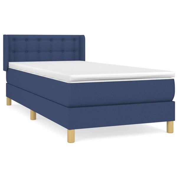 vidaXL Sommier &agrave; lattes de lit avec matelas Bleu 90x200 cm Tissu