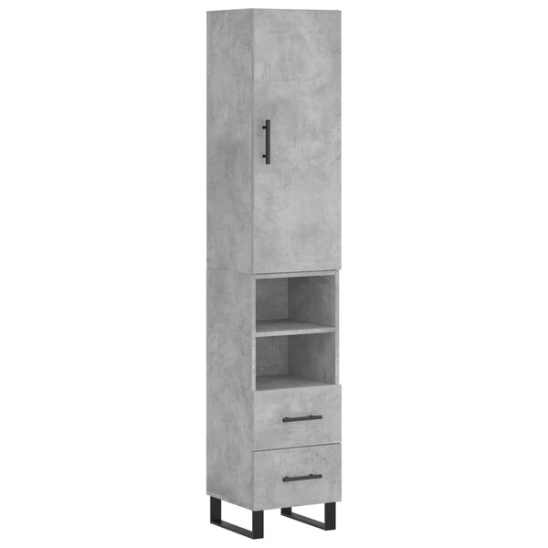 vidaXL Buffet haut Gris b&eacute;ton 34,5x34x180 cm Bois d'ing&eacute;nierie