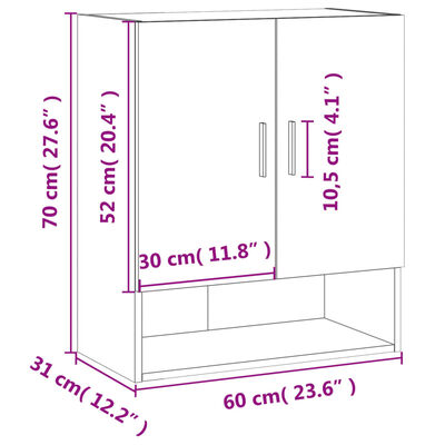 vidaXL Armoire murale chêne sonoma 60x31x70 cm bois d'ingénierie