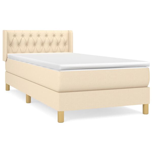 vidaXL Sommier &agrave; lattes de lit avec matelas Cr&egrave;me 100x200 cm Tissu