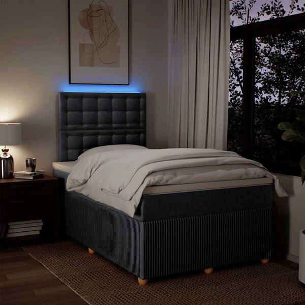 vidaXL Sommier &agrave; lattes de lit avec matelas Gris fonc&eacute; 120x200cm Tissu