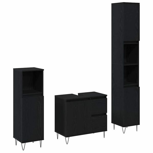 vidaXL Ensemble de mobilier de salle de bain 3 pcs Chêne noir
