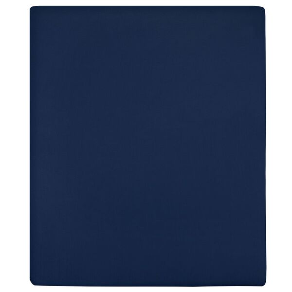 vidaXL Drap-housse Jersey Bleu marine 160x200 cm Coton