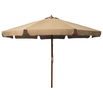 vidaXL Parasol d'extérieur avec mât en bois 330 cm Taupe