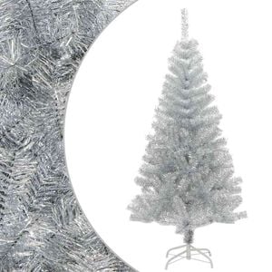 vidaXL Sapin de No&euml;l artificiel avec support argent&eacute; 150 cm PET