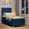 vidaXL Lit &agrave; ressort LED avec matelas Bleu 90 x 190 cm tissu