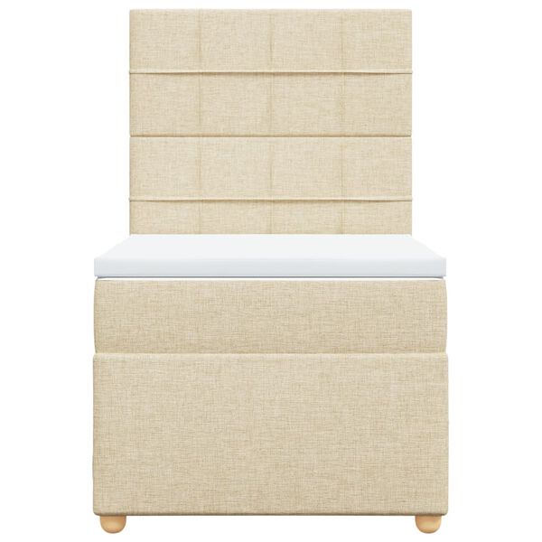 vidaXL Sommier à lattes de lit avec matelas Crème 90x200 cm Tissu