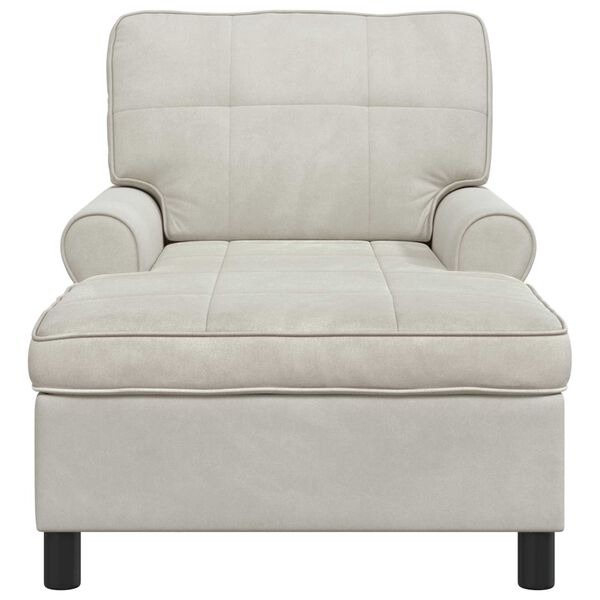 vidaXL Chaise longue avec coussin Cr&egrave;me 91 x 157 x 91 cm Velours