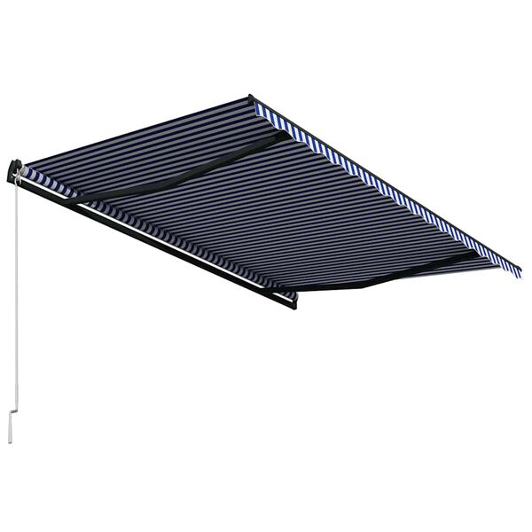 vidaXL Auvent manuel r&eacute;tractable 450x300 cm Bleu et blanc