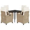 vidaXL Ensemble &agrave; manger de jardin avec coussins 5pcs Beige poly rotin
