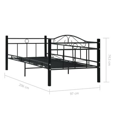 vidaXL Cadre de lit de repos sans matelas Noir Métal 90x200cm