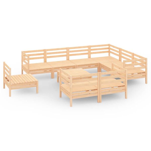 vidaXL Salon de jardin 10 pcs Bois de pin massif