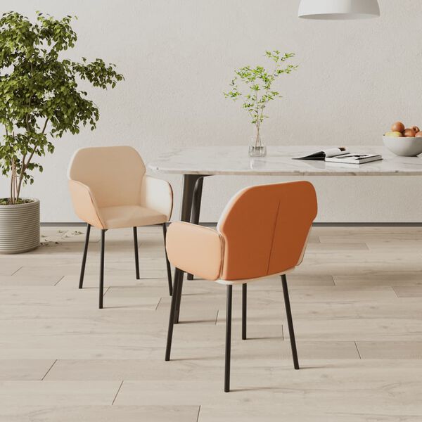 vidaXL Chaises &agrave; manger lot de 2 cr&egrave;me tissu et similicuir